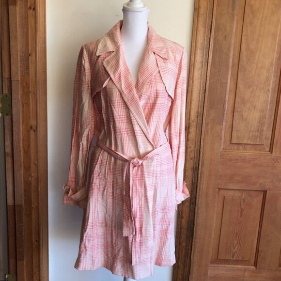 LAUREN CONRAD LC Very Berry Plaid Trench Coat Medium - Picture 6 of 17